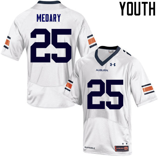 Auburn Tigers Youth Alex Medary #25 White Under Armour Stitched College NCAA Authentic Football Jersey OLB4574YE